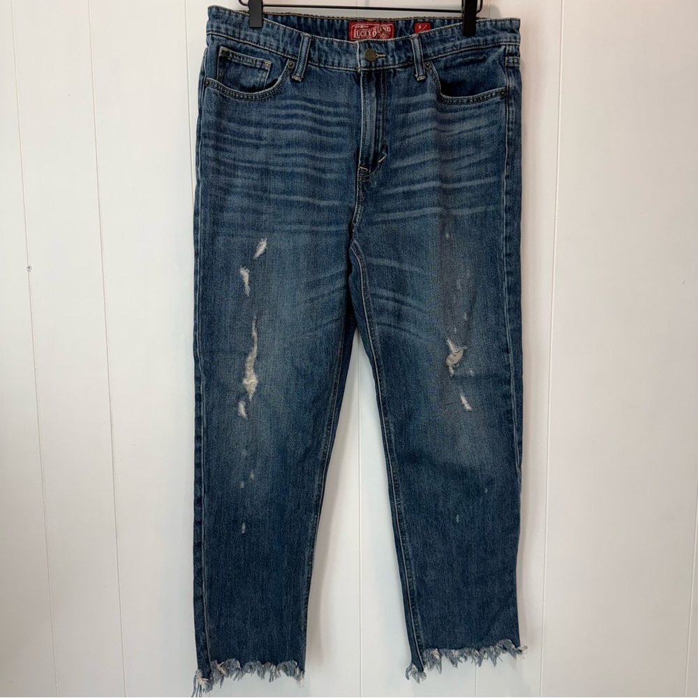 Lucky Brand Sienna Slim Boyfriend Frayed Raw Hem Distressed Jean Size 8/29